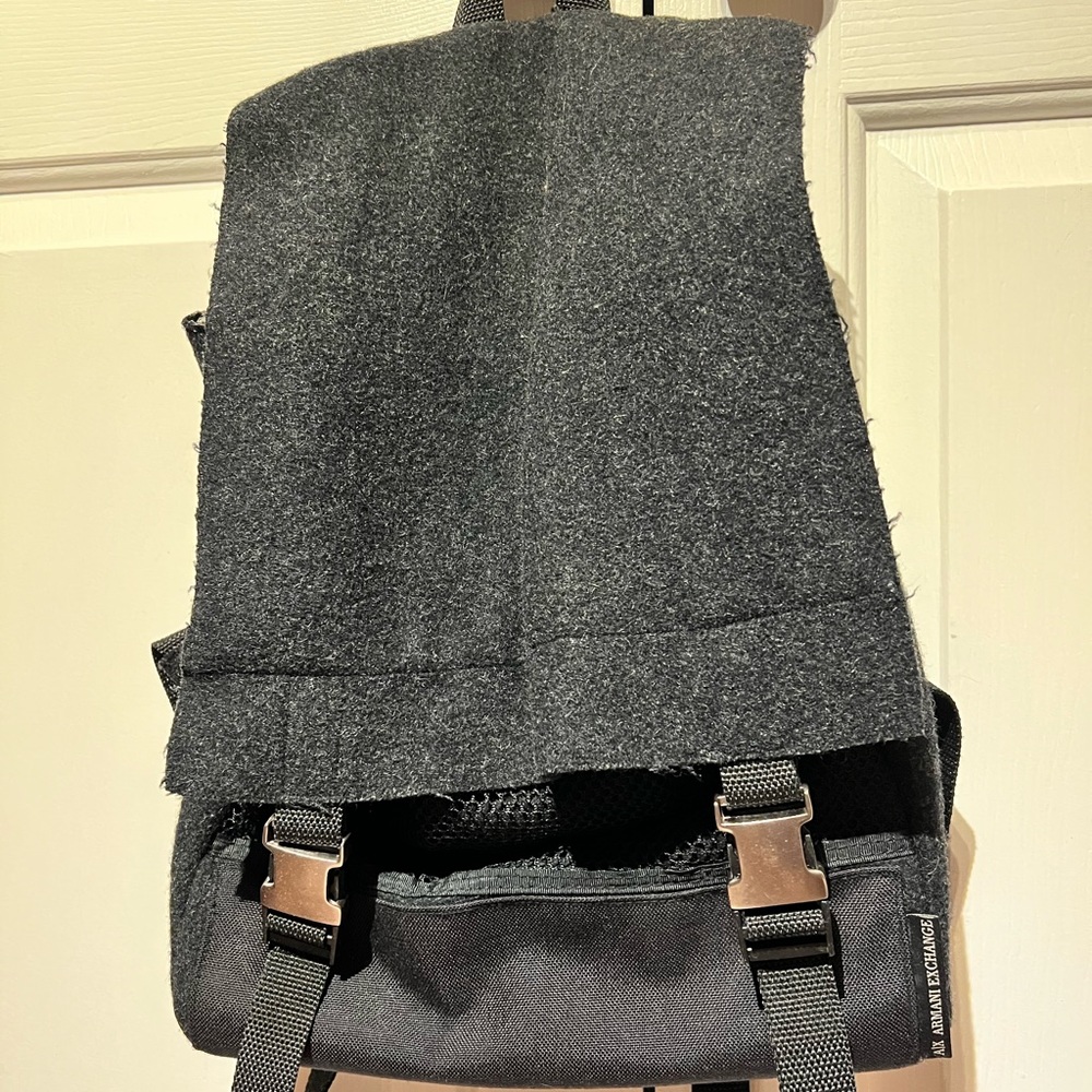 AX Armani Exchange black charcoal color. unisex mens or womens backpack.